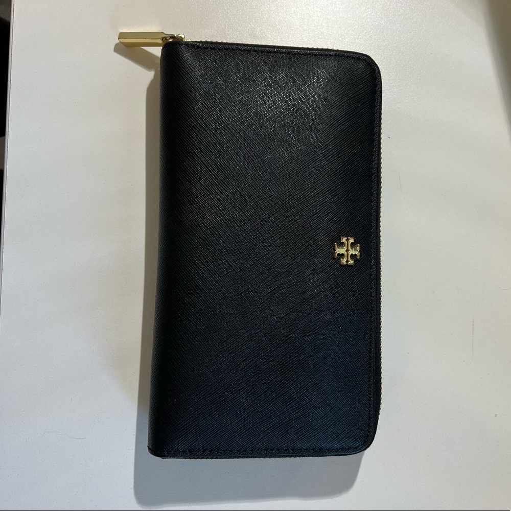 Tory Burch Black Wallet with Gold Accent